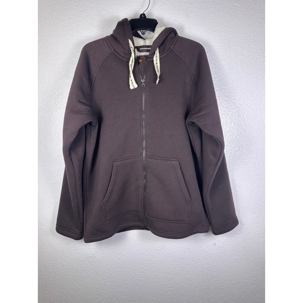 Vintage 1946 Mens Sherpa Lined Full Zip Hoodie Brown E431-02 HO Size L NWT